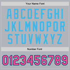 Custom Gray Pink Sky Blue-Black Bomber Full-Snap Varsity Faux Leather Letterman Jacket