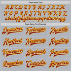 Custom Gray Crimson-Gold Bomber Full-Snap Varsity Faux Leather Letterman Jacket