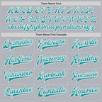 Custom Gray Teal-White Bomber Full-Snap Varsity Faux Leather Letterman Jacket