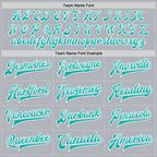 Custom Gray Aqua-White Bomber Full-Snap Varsity Faux Leather Letterman Jacket