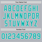 Custom Gray Aqua-White Bomber Full-Snap Varsity Faux Leather Letterman Jacket