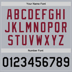 Custom Gray Black-Crimson Bomber Full-Snap Varsity Faux Leather Letterman Jacket