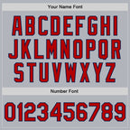 Custom Gray Red-Navy Bomber Full-Snap Varsity Faux Leather Letterman Jacket