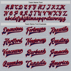 Custom Gray Navy-Red Bomber Full-Snap Varsity Faux Leather Letterman Jacket