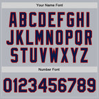 Custom Gray Navy-Red Bomber Full-Snap Varsity Faux Leather Letterman Jacket