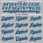 Custom Gray Navy-Teal Bomber Full-Snap Varsity Faux Leather Letterman Jacket