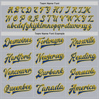 Custom Gray Royal-Yellow Bomber Full-Snap Varsity Faux Leather Letterman Jacket