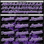 Custom Black Purple-White Splash Art 3D Pattern Design Bomber Full-Snap Varsity Letterman Hoodie Jacket