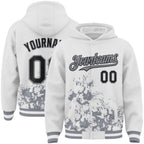 Custom White Black-Gray Splash Art 3D Pattern Design Bomber Full-Snap Varsity Letterman Hoodie Jacket