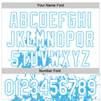 Custom White Sky Blue Black-Pink Splash Art 3D Pattern Design Bomber Full-Snap Varsity Letterman Hoodie Jacket
