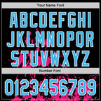 Custom Black Sky Blue Hot Pink-White Splash Art 3D Pattern Design Bomber Full-Snap Varsity Letterman Hoodie Jacket
