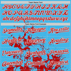 Custom Sky Blue White-Red Splash Art 3D Pattern Design Bomber Full-Snap Varsity Letterman Hoodie Jacket