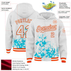 Custom White Lakes Blue-Orange Splash Art 3D Pattern Design Bomber Full-Snap Varsity Letterman Hoodie Jacket