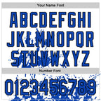 Custom White Thunder Blue-Black Splash Art 3D Pattern Design Bomber Full-Snap Varsity Letterman Hoodie Jacket
