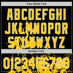 Custom Black Yellow-White Splash Art 3D Pattern Design Bomber Full-Snap Varsity Letterman Hoodie Jacket