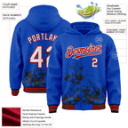 Custom Thunder Blue White Black-Red Splash Art 3D Pattern Design Bomber Full-Snap Varsity Letterman Hoodie Jacket