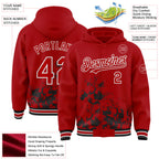 Custom Red Black-White Splash Art 3D Pattern Design Bomber Full-Snap Varsity Letterman Hoodie Jacket