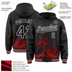 Custom Black Red-White Splash Art 3D Pattern Design Bomber Full-Snap Varsity Letterman Hoodie Jacket