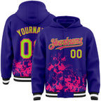 Custom Dark Purple Neon Green Hot Pink Black-White Splash Art 3D Pattern Design Bomber Full-Snap Varsity Letterman Hoodie Jacket
