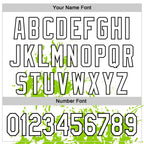 Custom White Neon Green-Black Splash Art 3D Pattern Design Bomber Full-Snap Varsity Letterman Hoodie Jacket