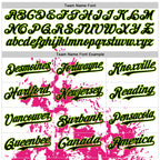 Custom White Neon Green Hot Pink-Black Splash Art 3D Pattern Design Bomber Full-Snap Varsity Letterman Hoodie Jacket