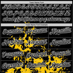 Custom Black Yellow-White Splash Art 3D Pattern Design Bomber Full-Snap Varsity Letterman Hoodie Jacket