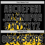 Custom Black Yellow-White Splash Art 3D Pattern Design Bomber Full-Snap Varsity Letterman Hoodie Jacket