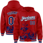 Custom Red Royal-White Splash Art 3D Pattern Design Bomber Full-Snap Varsity Letterman Hoodie Jacket