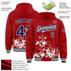 Custom Red Royal Black-White Splash Art 3D Pattern Design Bomber Full-Snap Varsity Letterman Hoodie Jacket