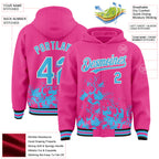 Custom Pink Sky Blue Black-White Splash Art 3D Pattern Design Bomber Full-Snap Varsity Letterman Hoodie Jacket