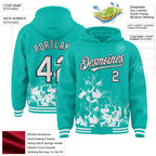 Custom Aqua White-Black Splash Art 3D Pattern Design Bomber Full-Snap Varsity Letterman Hoodie Jacket