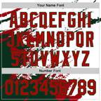 Custom White Red-Green Splash Art 3D Pattern Design Bomber Full-Snap Varsity Letterman Hoodie Jacket