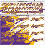 Custom White Purple-Gold Splash Art 3D Pattern Design Bomber Full-Snap Varsity Letterman Hoodie Jacket