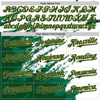 Custom White Green Old Gold Kelly Green Splash Art 3D Pattern Design Bomber Full-Snap Varsity Letterman Hoodie Jacket