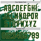 Custom White Green Old Gold Kelly Green Splash Art 3D Pattern Design Bomber Full-Snap Varsity Letterman Hoodie Jacket