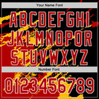 Custom Black Red Gold-White Splash Art 3D Pattern Design Bomber Full-Snap Varsity Letterman Hoodie Jacket