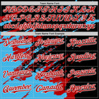 Custom Black Red Sky Blue-White Splash Art 3D Pattern Design Bomber Full-Snap Varsity Letterman Hoodie Jacket