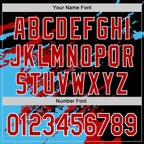 Custom Black Red Sky Blue-White Splash Art 3D Pattern Design Bomber Full-Snap Varsity Letterman Hoodie Jacket