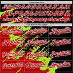 Custom Black Red Neon Green-White Splash Art 3D Pattern Design Bomber Full-Snap Varsity Letterman Hoodie Jacket