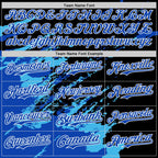 Custom Black Thunder Blue Sky Blue Pink-White Splash Art 3D Pattern Design Bomber Full-Snap Varsity Letterman Hoodie Jacket