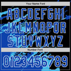 Custom Black Thunder Blue Sky Blue Pink-White Splash Art 3D Pattern Design Bomber Full-Snap Varsity Letterman Hoodie Jacket