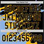 Custom Black Light Blue-Gold Splash Art 3D Pattern Design Bomber Full-Snap Varsity Letterman Hoodie Jacket