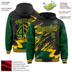 Custom Black Kelly Green-Gold Splash Art 3D Pattern Design Bomber Full-Snap Varsity Letterman Hoodie Jacket