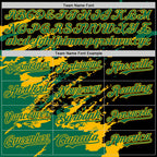 Custom Black Kelly Green-Gold Splash Art 3D Pattern Design Bomber Full-Snap Varsity Letterman Hoodie Jacket