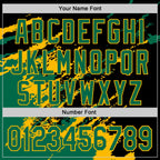 Custom Black Kelly Green-Gold Splash Art 3D Pattern Design Bomber Full-Snap Varsity Letterman Hoodie Jacket