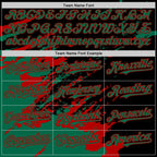 Custom Black Kelly Green-Red Splash Art 3D Pattern Design Bomber Full-Snap Varsity Letterman Hoodie Jacket