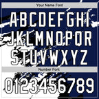 Custom Royal White-Black Splash Art 3D Pattern Design Bomber Full-Snap Varsity Letterman Hoodie Jacket