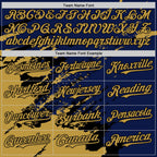 Custom Royal Old Gold-Black Splash Art 3D Pattern Design Bomber Full-Snap Varsity Letterman Hoodie Jacket