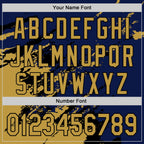 Custom Royal Old Gold-Black Splash Art 3D Pattern Design Bomber Full-Snap Varsity Letterman Hoodie Jacket