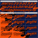 Custom Royal Orange-Black Splash Art 3D Pattern Design Bomber Full-Snap Varsity Letterman Hoodie Jacket
